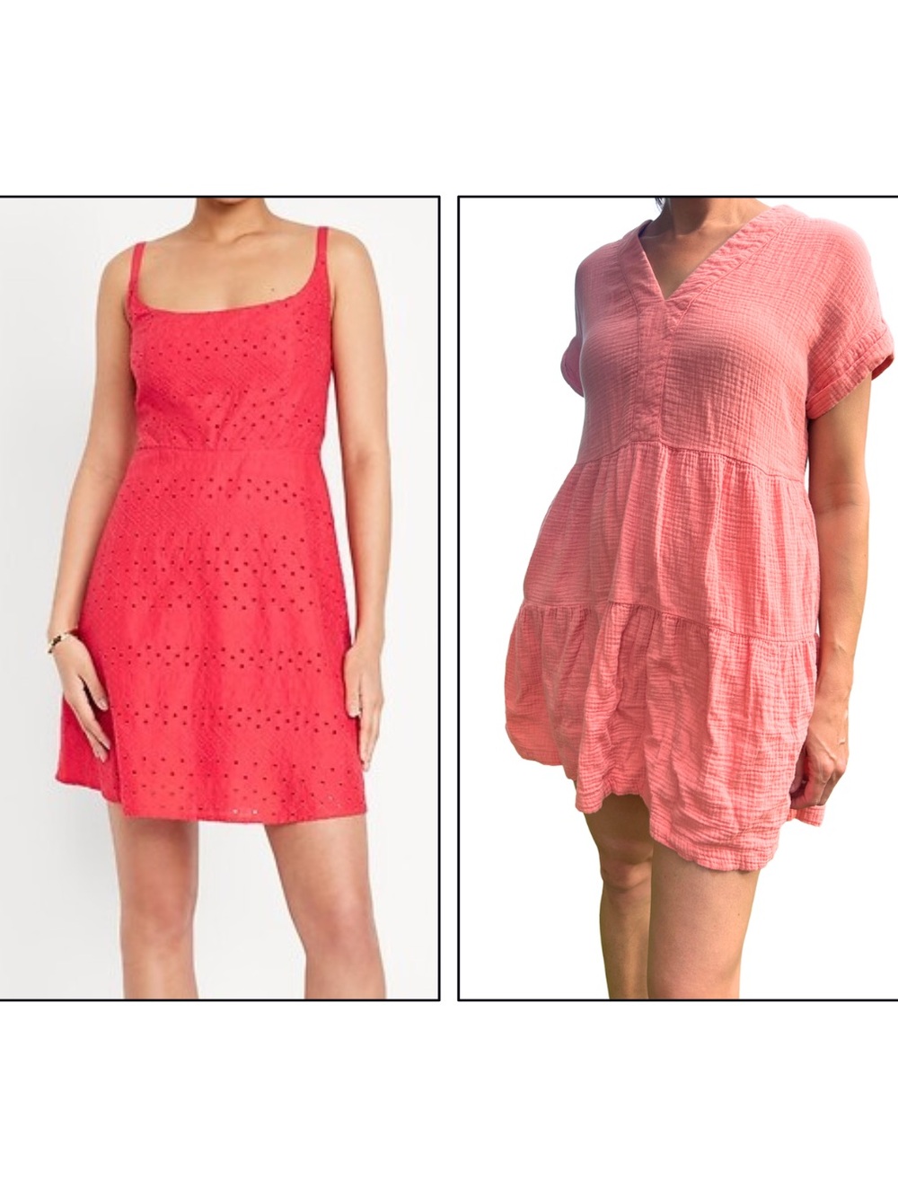 2 SUMMER DRESSES! Old Navy Red Eyelet Mini Dress & Joe Fresh Pink Dress